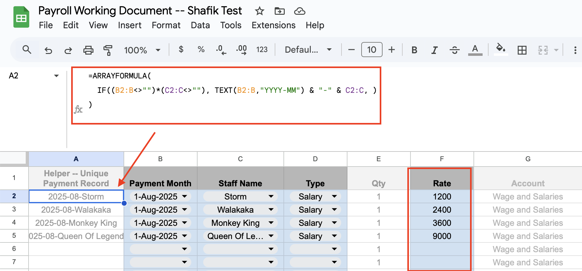 helper column and manual entry for rate